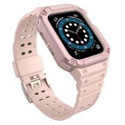  Protect Strap Band Apple Watch 7/SE, 42/44/45mm ütésálló tok és óraszíj, rózsaszín
