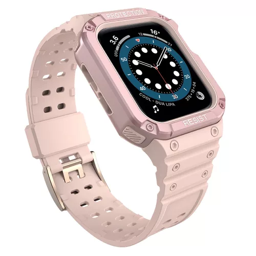 Protect óraszíj Band Apple Watch 7/SE, 42/44/45mm ütésálló tok és óraszíj, rózsaszín