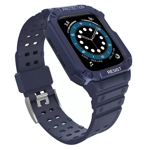 Protect óraszíj Band Apple Watch 7/SE, 42/44/45mm ütésálló tok és óraszíj, kék