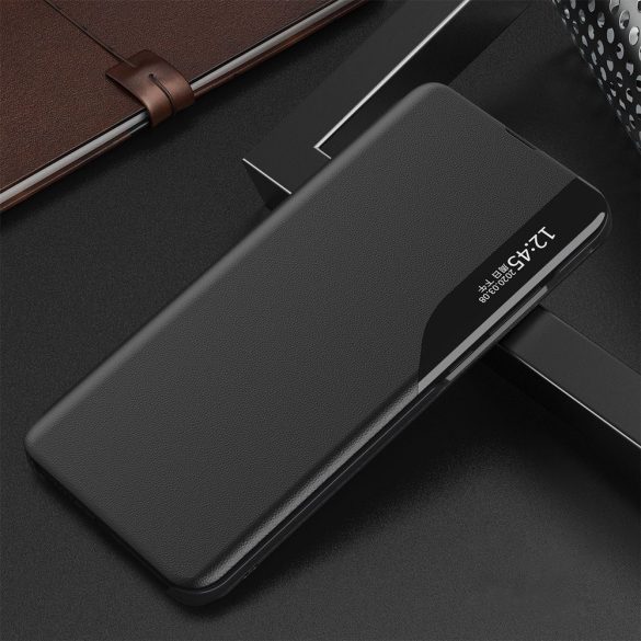 Eco Leather View Case Xiaomi Redmi Note 10/Note 10S oldalra nyíló tok, fekete