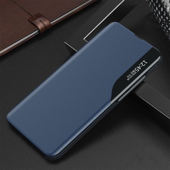 Eco Leather View Case Xiaomi Redmi Note 10/Note 10S oldalra nyíló tok, sötétkék