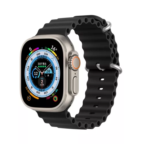 Dux Ducis óraszíj Apple Watch 2/3/4/5/6/7/8/9/SE, 42/44/45mm óraszíj, fekete
