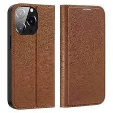 Dux Ducis Skin X2 iPhone 14 Pro oldalra nyíló hátlap, tok barna