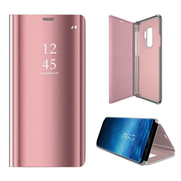 Clear View Case Flip Cover For Samsung Galaxy S22 Ultra oldalra nyíló tok, rózsaszín