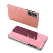   Clear View Case Flip Cover For Samsung Galaxy S22 Plus oldalra nyíló tok, rózsaszín