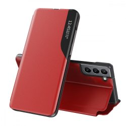   Eco Leather View Case Samsung Galaxy S22 Plus oldalra nyíló tok, piros