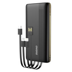   Dudao K4Pro Power Bank hordozható külső akkumulátor, USB/USB-C/USB micro/lightning kábellel, 10000 mAh, 2A, fekete