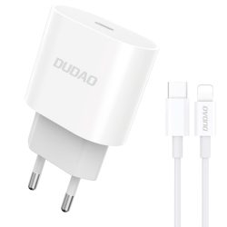   Dudao A8SEU Charger hálózati töltő adapter, gyorstöltő USB-C, PD, 20W, USB-C/Lightning kábellel, fehér,