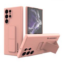   Wozinsky Kickstand Case Samsung Galaxy S22 Ultra szilikon hátlap, tok, rózsaszín