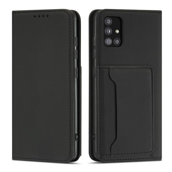 Magnet Card Case Samsung Galaxy A52 4G/A52 5G/A52s 5G kártyatartós oldalra nyíló tok, fekete