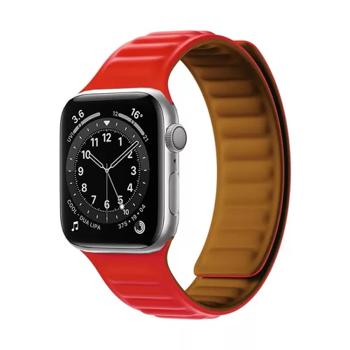 Magnetic óraszíj Apple Watch 7/8/9, 45mm mágneses óraszíj, piros
