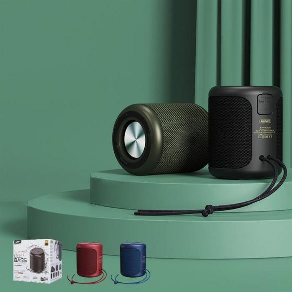 Remax RB-M56-BK Warriors Bluetooth 5.0, Speaker, LED világítás, hordozható hangszóró, cseppálló, 10W, 1500mAh, fekete