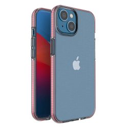   Spring Case Clear TPU Gel iPhone 14 hátlap, tok, átlátszó-rózsaszín