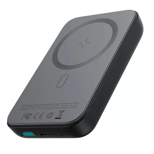 Joyroom JR-W020 PD 3.0 & QC 3.0 Power Bank and Qi Wireless Charger, MagSafe kompatibilis, 10000 mAh, 20W hordozható külső akkumulátor és vezeték nélküli Qi töltő, fekete