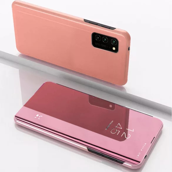 Clear View Case cover Samsung Galaxy A52 4G/A52 5G/A52s 5G oldalra nyíló tok, rozé arany