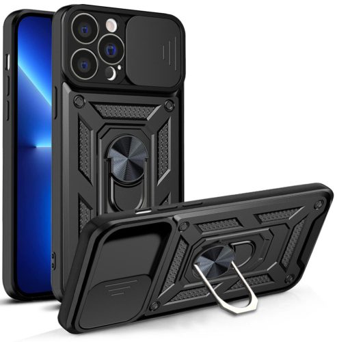Hybrid Armor Camshield Case iPhone 13 Pro Max ütésálló hátlap, tok, fekete