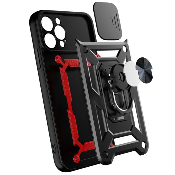 Hybrid Armor Camshield Case iPhone 13 Pro Max ütésálló hátlap, tok, fekete
