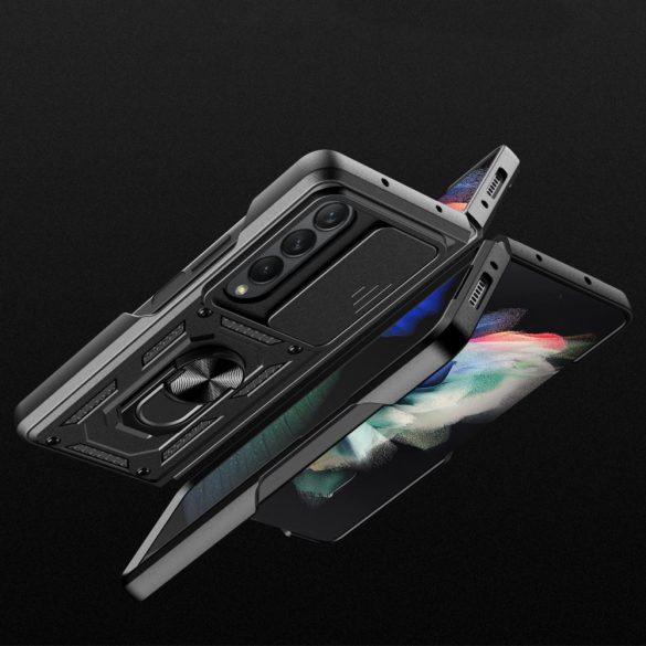 Hybrid Armor Camshield Samsung Galaxy Z Fold 4 ütésálló hátlap, tok, fekete