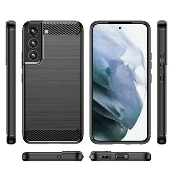 Carbon Case Flexible Samsung Galaxy S23 Plus hátlap, tok, fekete