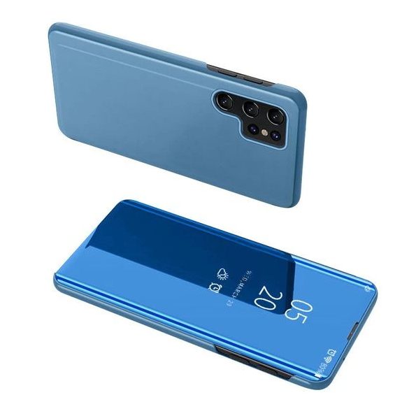 Clear View Case cover Samsung Galaxy S23 Ultra oldalra nyíló tok sötétkék