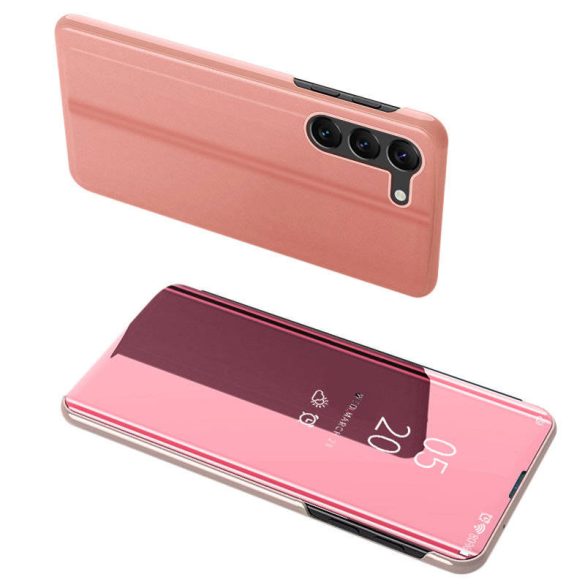 Clear View Case cover Samsung Galaxy S23 Plus oldalra nyíló tok rózsaszín