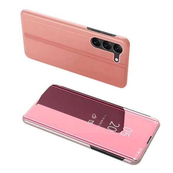 Clear View Case cover Samsung Galaxy S23 oldalra nyíló tok rózsaszín