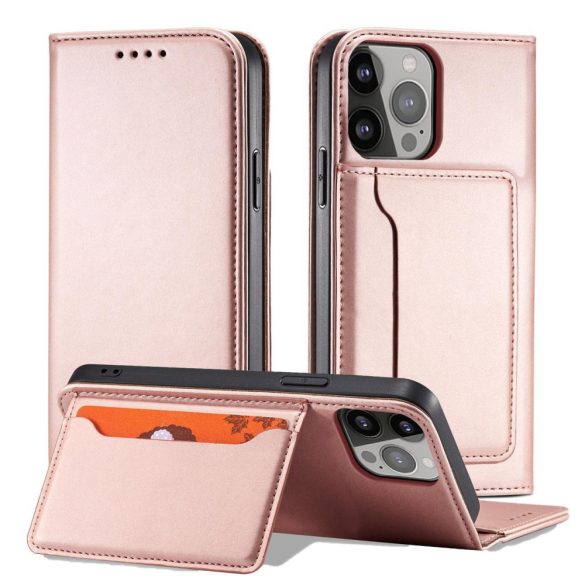 Magnet Card Case Samsung Galaxy A34 5G oldalra nyíló tok, rózsaszín