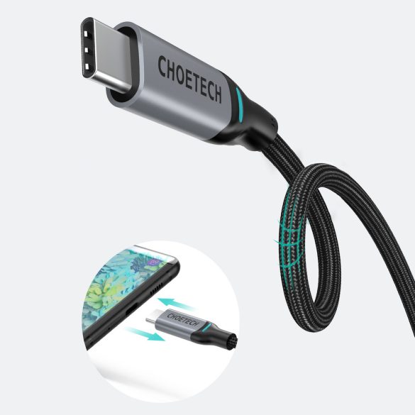 Choetech 2xUSB-C/USB-C kábel, gyorstöltés,100W, 5A 180 cm, fekete