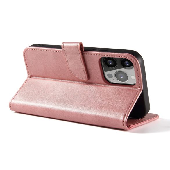 Smart Elegant iPhone 15 Pro oldalra nyíló tok, rózsaszín