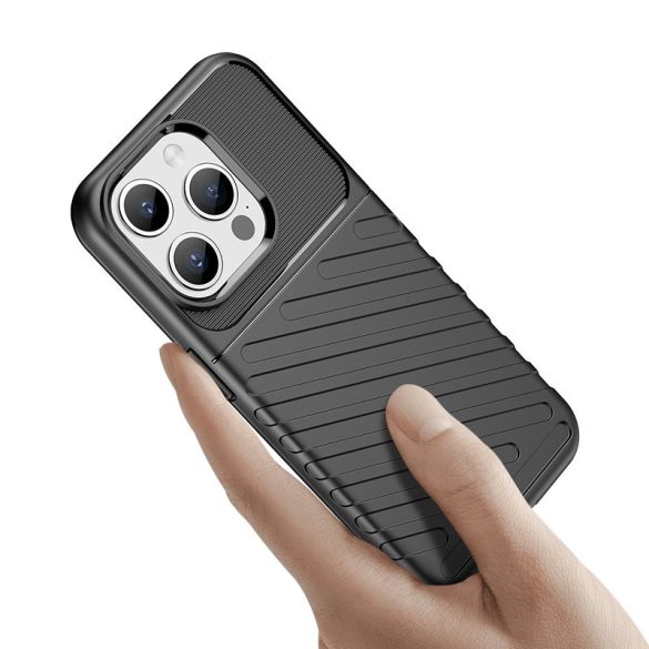 Thunder Case Flexible Tough Rugged iPhone 15 Pro hátlap, tok, fekete