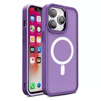   Magnetic Color Matte Case iPhone 15 MagSafe ütésálló hátlap, tok, lila