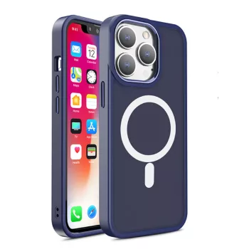   Magnetic Color Matte Case iPhone 15 MagSafe ütésálló hátlap, tok, kék