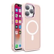   Magnetic Color Matte Case iPhone 15 Pro magsafe kompatibilis ütésálló hátlap, tok, rózsaszín