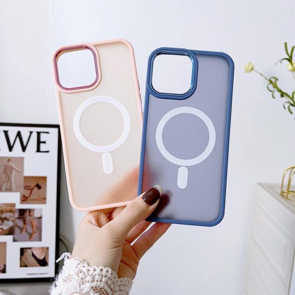 Magnetic Color Matte Case iPhone 15 Pro magsafe kompatibilis ütésálló hátlap, tok, rózsaszín