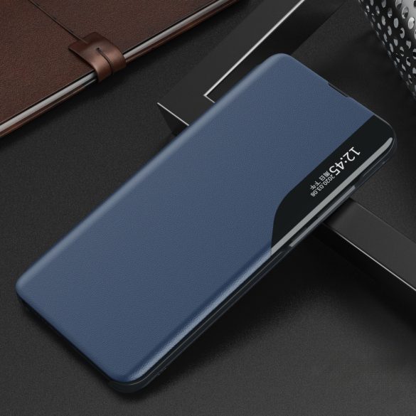 Eco Leather View Case Samsung Galaxy S24 oldalra nyíló tok, sötétkék