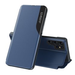   Eco Leather View Case Samsung Galaxy S24 Ultra oldalra nyíló tok, sötétkék