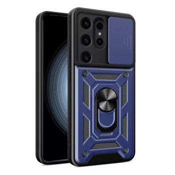   Hybrid Armor Camshield Samsung Galaxy S24 Ultra ütésálló hátlap, tok, sötétkék