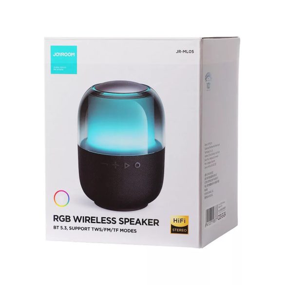 Joyroom JR-ML05 RGB Bluetooth 5.3, Speaker, LED világítású hordozható hangszóró, 8W, 1500mAh fekete