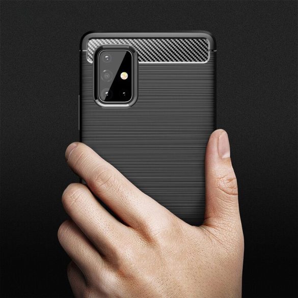 Carbon Case Flexible Samsung Galaxy A31 hátlap, tok, fekete