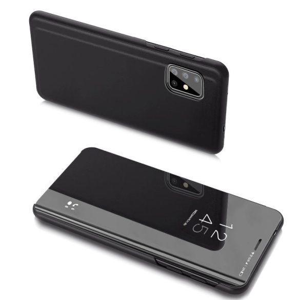Clear View Case cover Samsung Galaxy A20s oldalra nyíló tok, fekete