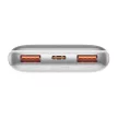 Baseus PPBD040002 Bipow Power Bank, hordozható külső akkumulátor 2xUSB/USB-C, USB-C kábellel, 10000 mAh, 22.5W, fehér