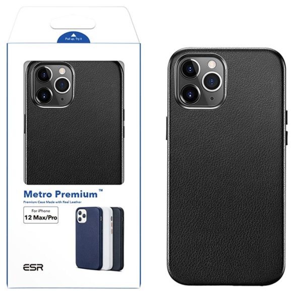 ESR Metro Premium iPhone 12 Pro Max oldalra nyíló tok, fekete