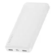 Baseus PPDML-L01 Bipow PD QC 3.0 AFC Power Bank, hordozható külső akkumulátor 2xUSB/USB-C/micro USB, 10000 mAh, 15W, fehér