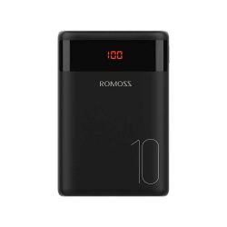   Romoss Ares 10 Powerbank, hordozható külső akkumulátor 2xUSB-A/USB-C/Micro-USB, LED kijelzővel, 10000 mAh, fekete