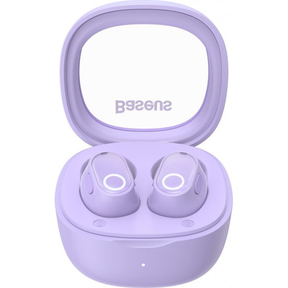 Baseus Bowie WM02 Bluetooth 5.3 Earphone, Headset, vezeték nélküli töltés funkcióval, lila