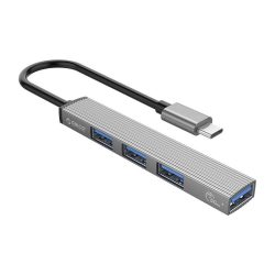   Orico Hub 2xUSB-A 2.0, 1xUSB-A 3.0,  Micro-SD elosztó, USB-C kábellel, szürke