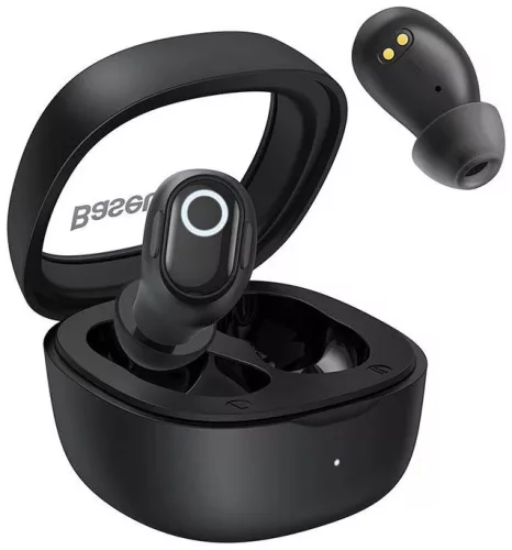 Baseus Bowie WM02 Bluetooth 5.3 Earphone, Headset, vezeték nélküli töltés funkcióval, fekete