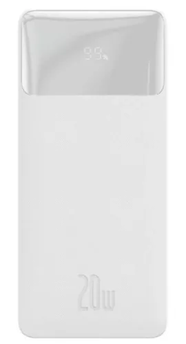 Baseus PPBD050102 Bipow PD Power Bank, hordozható külső akkumulátor 2xUSB/USB-C/micro USB, 20000 mAh, 15W, fehér