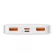 Baseus Bipow Powerbank, hordozható külső akkumulátor 2xUSB-A/USB-C/Micro-USB, LED kijelzővel, 10000 mAh, 20W, fehér