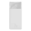 Baseus Bipow Powerbank, hordozható külső akkumulátor 2xUSB-A/USB-C/Micro-USB, LED kijelzővel, 10000 mAh, 20W, fehér